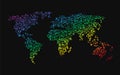 World map made Ã¢â¬â¹Ã¢â¬â¹up of small rainbow dots Royalty Free Stock Photo